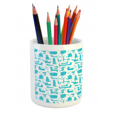 Funny Puppies in Aquatic Tone Pencil Pen Holder