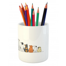 Dogs in a Row Looking Away Pencil Pen Holder