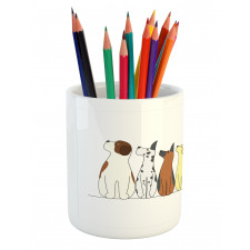 Dogs in a Row Looking Away Pencil Pen Holder