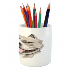 Terrier Realistic Sketch Pencil Pen Holder