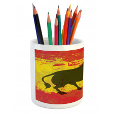 Bull Silhouette on Flag Pencil Pen Holder