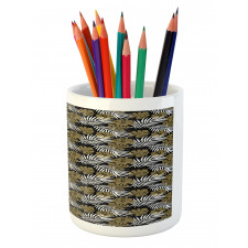 Tropic Foliage Motifs Dots Pencil Pen Holder