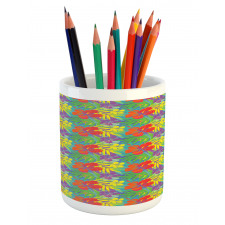 Hawaiian Rainforest Leaves Pencil Pen Holder