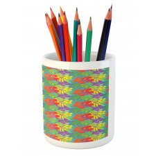 Hawaiian Rainforest Leaves Pencil Pen Holder