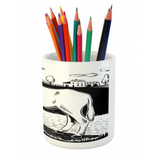 Farmland Village and Animal Pencil Pen Holder