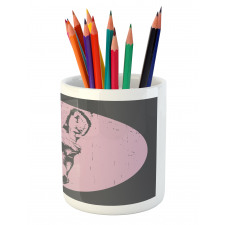 Grunge Look Animal Portrait Pencil Pen Holder