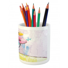 Abstract Oil Paint Art Pencil Pen Holder