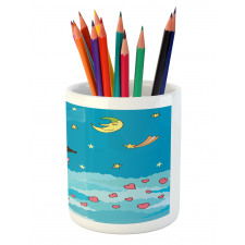 Cartoonish Sky at Night Pencil Pen Holder