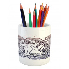 Long Hair Girl and Halo Pencil Pen Holder