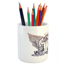 Long Hair Girl and Halo Pencil Pen Holder