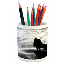 Howling Under Full Moon Pencil Pen Holder