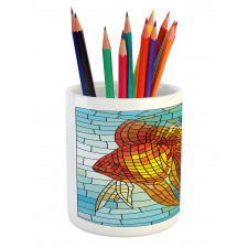 Stained Glass Mosaic Fish Art Pencil Pen Holder