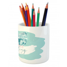 Surfboard with Flowers Pencil Pen Holder