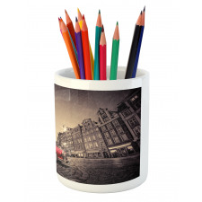 Retro Car on Cobblestone Road Pencil Pen Holder