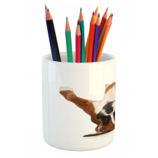 Funny Playful Puppy Image Pencil Pen Holder