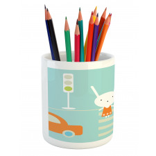 Traffic Rules Boy and Girl Pencil Pen Holder