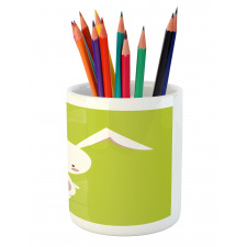 Cartoon Character on Green Pencil Pen Holder