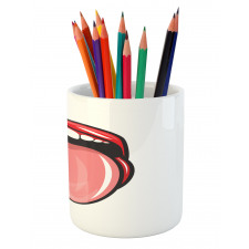 Open Mouth Tongue out Image Pencil Pen Holder