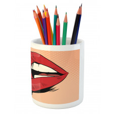 Halftone Comic Pop Art Girl Pencil Pen Holder