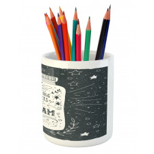 Grunge Style Stars Foliage Pencil Pen Holder