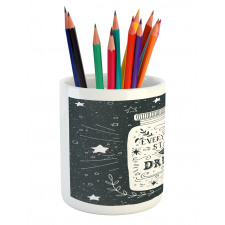 Grunge Style Stars Foliage Pencil Pen Holder