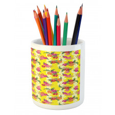 Tropical Flowers Art Pencil Pen Holder