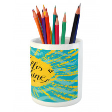 Sun Motif Stripes Pencil Pen Holder