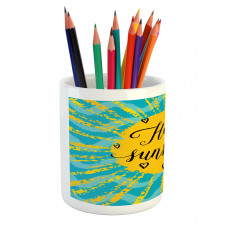 Sun Motif Stripes Pencil Pen Holder