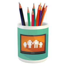 Cartoon Family Silhouette Pencil Pen Holder