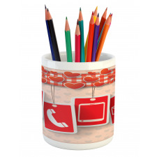 Phone and Hearts Pencil Pen Holder