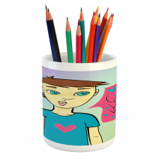 Boy Calling His Mother Pencil Pen Holder