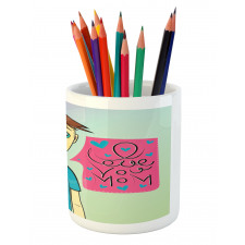 Boy Calling His Mother Pencil Pen Holder