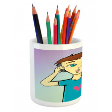 Boy Calling His Mother Pencil Pen Holder