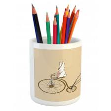 Bunny on Bike Egg Balloons Pencil Pen Holder