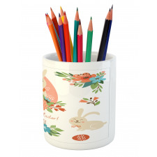 Pastel Bunny Flowers Cartoon Pencil Pen Holder