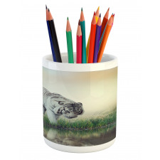 Albino Tiger Near a River Pencil Pen Holder