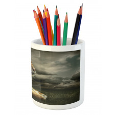 Jungle African Cat Clouds Pencil Pen Holder