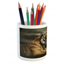 Jungle African Cat Clouds Pencil Pen Holder