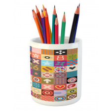 Multi Patterned Squares Pencil Pen Holder