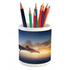 Couple of Dolphins Jump on Sea Pencil Pen Holder