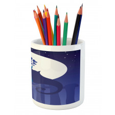 Cats in Love at Night Cartoon Pencil Pen Holder