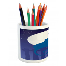 Cats in Love at Night Cartoon Pencil Pen Holder