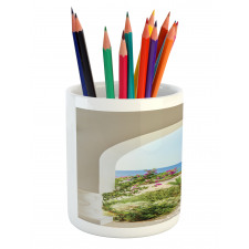 Plants Flowers Sea Panorama Pencil Pen Holder