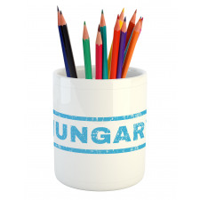 Country Name Stamp Style Pencil Pen Holder