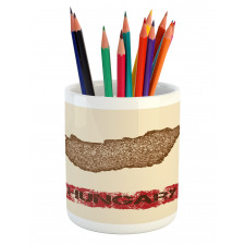 Distress Style Country Map Pencil Pen Holder