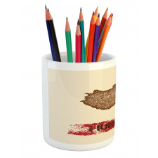 Distress Style Country Map Pencil Pen Holder