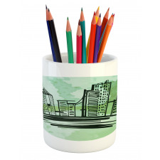 Watercolor Buildings Art Pencil Pen Holder