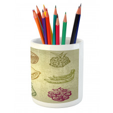 Kiwi Pineapple Grapes Berries Pencil Pen Holder