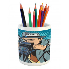 Comic Photographer Man Pencil Pen Holder