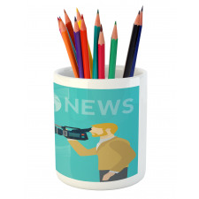 Cameraman and Reporter Pencil Pen Holder